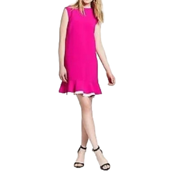Victoria Beckham for Target Dresses & Skirts - VICTORIA BECKHAM Fuchsia Sleeveless Cocktail Dress Ruffle Hem Bright Pink Size S